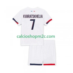 Paris Saint Germain Khvicha Kvaratskhelia 7 Bambino Maglia Trasferta 2025/2026 Manica Corta